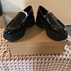 Steve Madden Gaven Black Platform Loafers